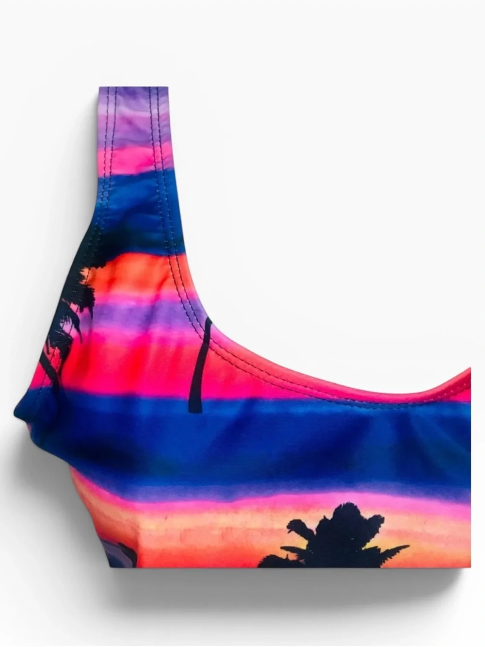 Primark Tropical Sunset Palm Tree One Piece Swimsuit Low Back XS / 4